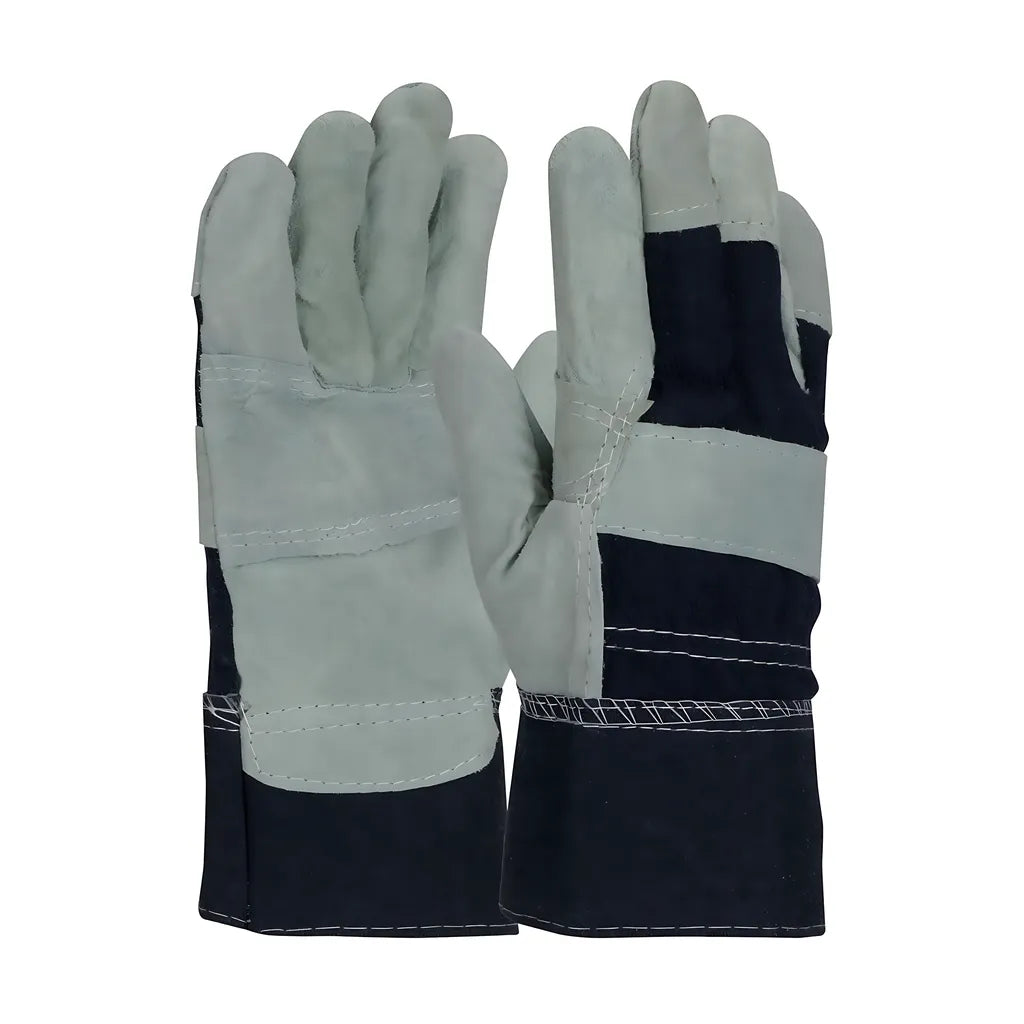 Pip 85-Db7563P Economy Grade Split Cowhide Leather Patch Palm Glove With Denim Back - Denim Safety Cuff 85-DB7563P-21922