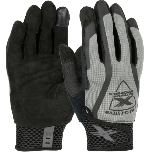 West Chester 89301/M ToughX Suede Padded Palm with Gray Fabric Back and Touchscreen Index Finger - XLock Cuff