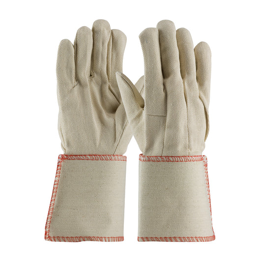 PIP 90-910GA Premium Grade Cotton Canvas Single Palm Glove - Plasticized Gauntlet Cuff