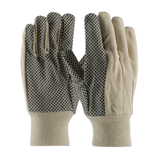 PIP 91-908PD Premium Grade Cotton Canvas  Glove with PVC Dotted Grip on Palm, Thumb and Index Finger - 8 oz.