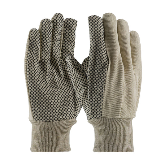 PIP 91-908PDI Economy Grade Cotton Canvas Glove with PVC Dotted Grip on Palm, Thumb and Index Finger - 8 oz.