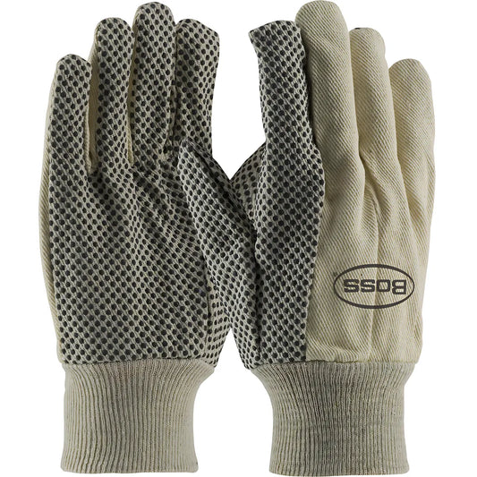 Boss 91-910Pd Premium Grade Cotton Canvas Glove With Pvc Dotted Grip On Palm, Thumb And Index Finger - 10 Oz. 91-910PD-22712