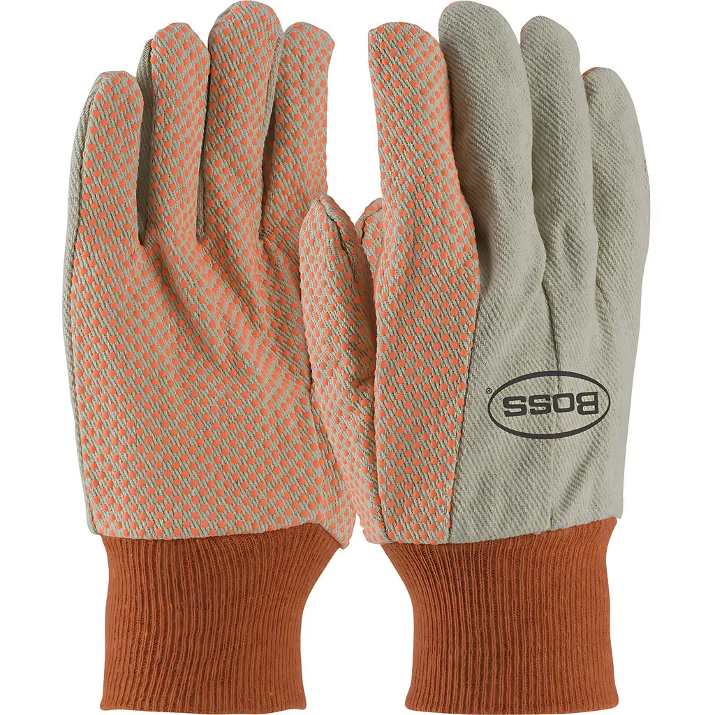 Boss 91-910Pdo Premium Grade Cotton Canvas Glove With Pvc Dotted Grip On Palm, Thumb And Index Finger - 10 Oz. 91-910PDO-22714