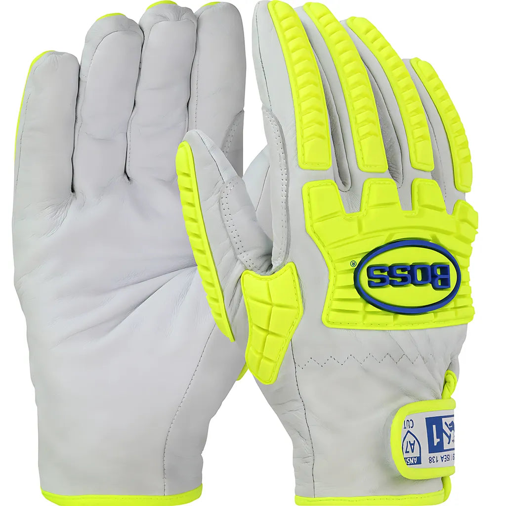 West Chester 9916/M Top Grain Goatskin Leather Drivers Glove With Hi-Vis Impact Protection And Dupont Kevlar Blend Lining 9916M-22961