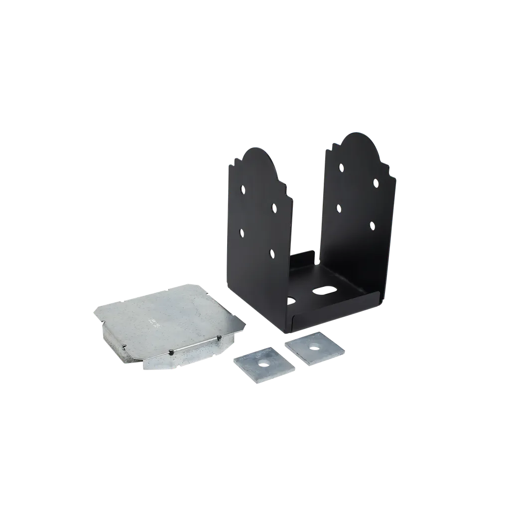 Outdoor Accents® Mission Collection® Zmax®, Black Powder-Coated Post Base For 8X8 Rough (Pack Of 4)-APB88R-SP1325-1496