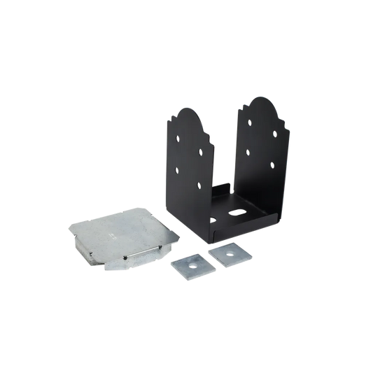 Outdoor Accents® Mission Collection® Zmax®, Black Powder-Coated Post Base For 8X8 Rough-APB88R-SP2982-3246