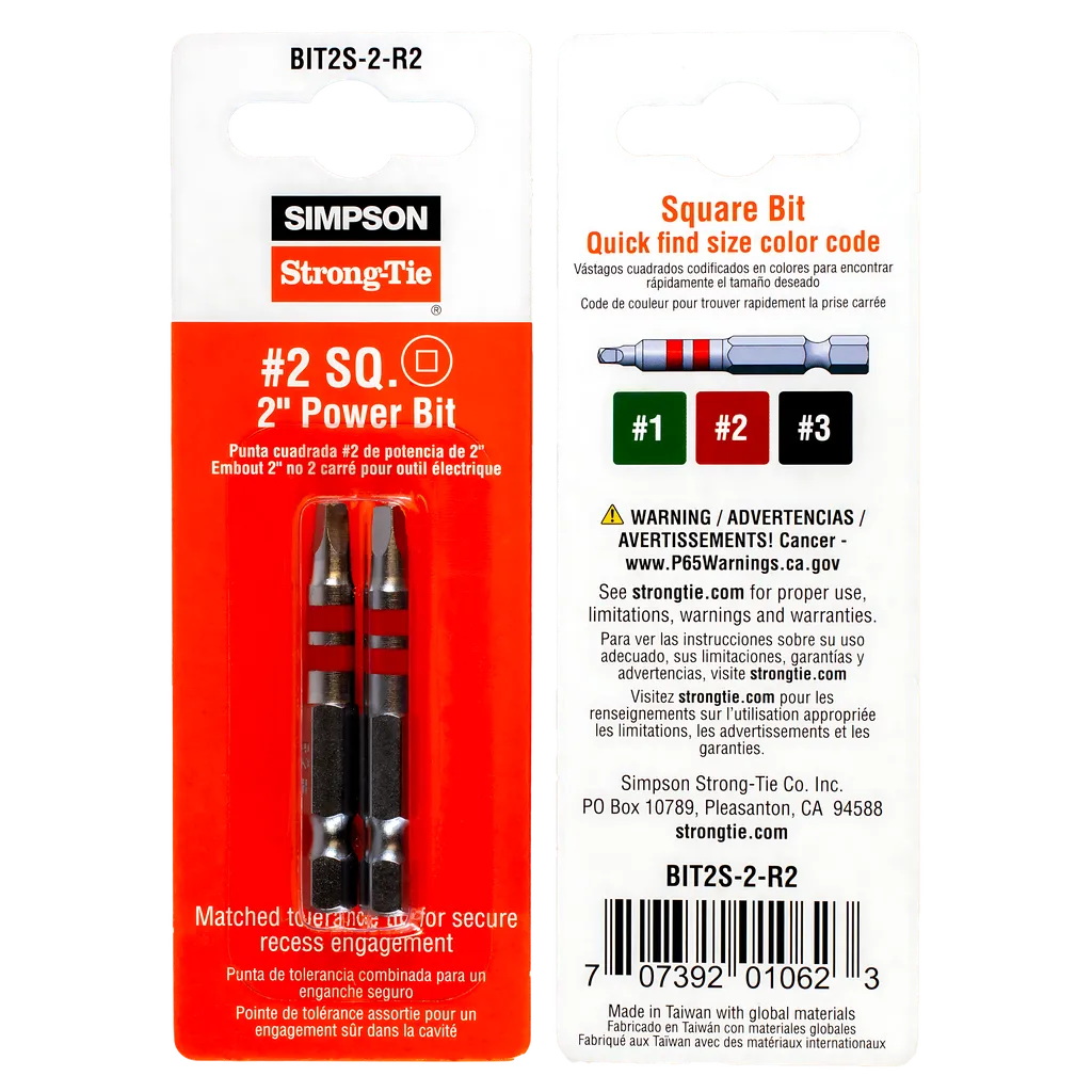 #2 Square-Drive 2-In. Power Bit (2-Qty)-BIT2S-2-R2-SP4866-5229