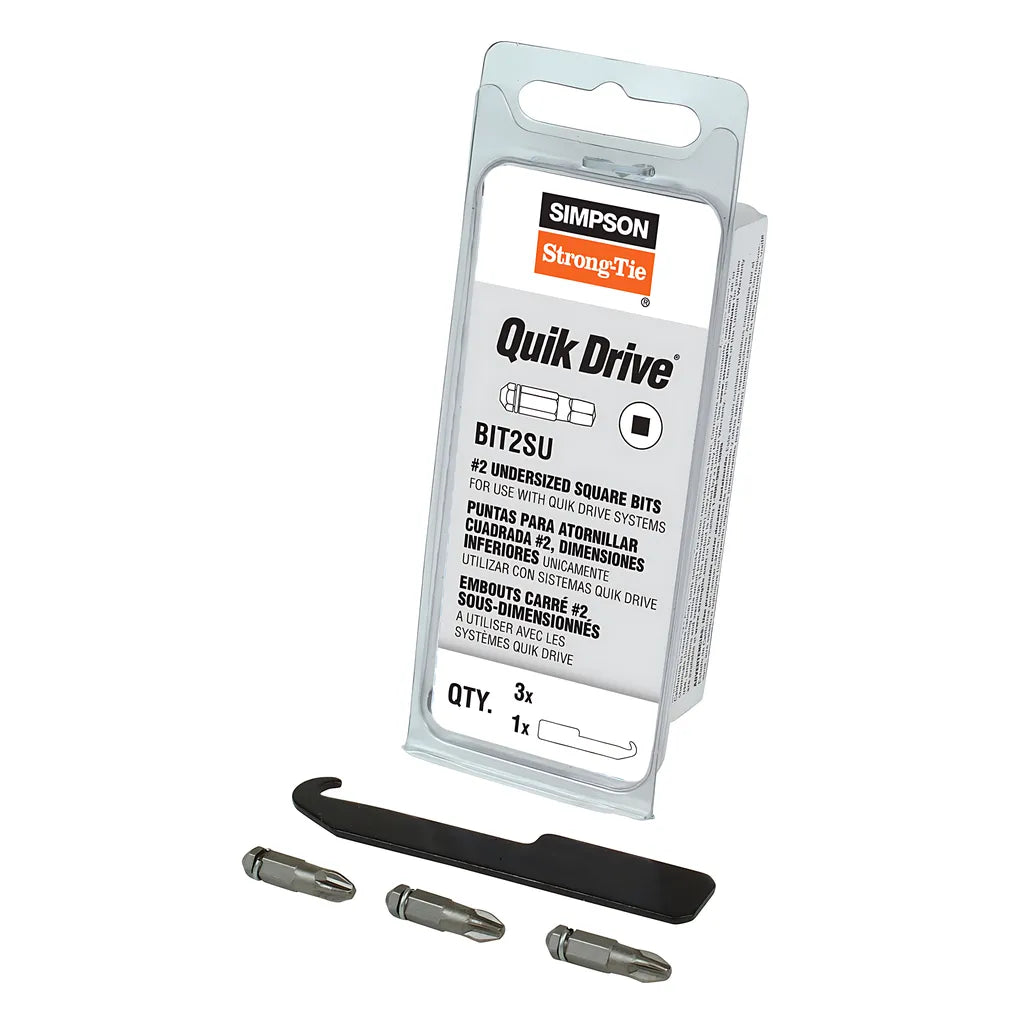 Quik Drive® #2 Square, Undersized-Drive Bit (3-Qty) (Pack Of 10)-BIT2SU-RC3-SP6680-7148