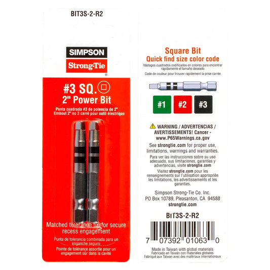 #3 Square-Drive 2-In. Power Bit (2-Qty)-BIT3S-2-R2-SP4570-4919
