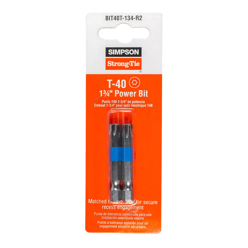 T40 6-Lobe Drive 1-3/4 In. Power Bit (2-Qty) (Pack Of 10)-BIT40T-134-R2-SP4633-4986