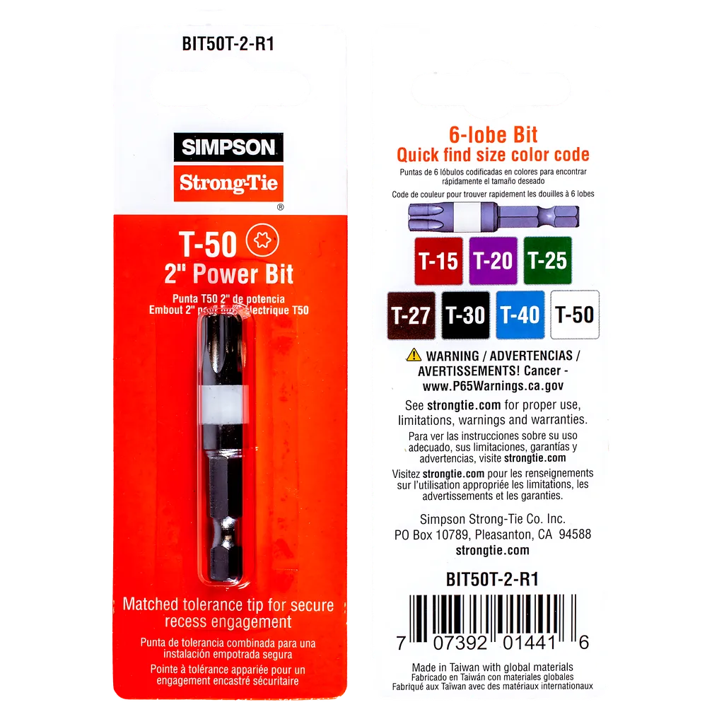 T50 6-Lobe Drive 2-In. Power Bit (Pack Of 10)-BIT50T-2-R1-SP1555-1741