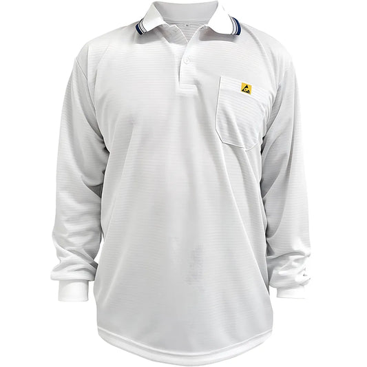 Uniform Technology Bp801Lc-Wh-L Long Sleeve Esd Polo Shirt BP801LC-WH-L-23099