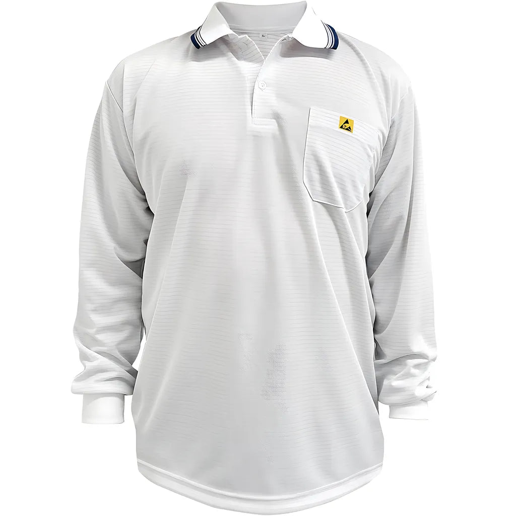 Uniform Technology Bp801Lc-Wh-S Long Sleeve Esd Polo Shirt BP801LC-WH-S-23095