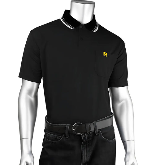 Uniform Technology Bp801Sc-Bk-2Xl Short Sleeve Esd Polo Shirt BP801SC-BK-2XL-23113