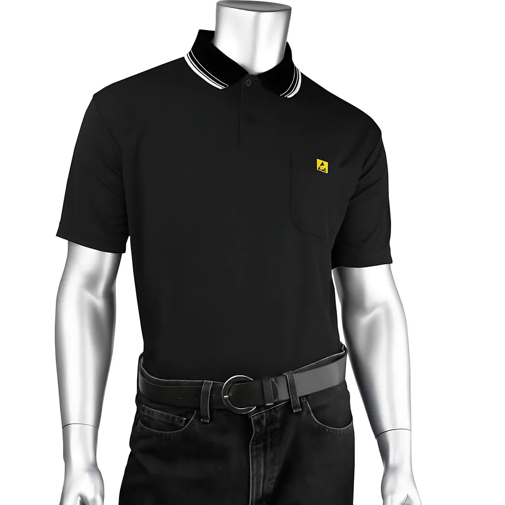 Uniform Technology Bp801Sc-Bk-4Xl Short Sleeve Esd Polo Shirt BP801SC-BK-4XL-23114