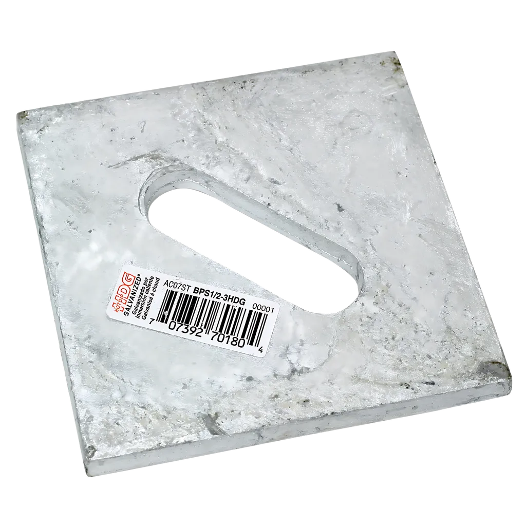 Bps 3 In. X 3 In. Hdg Slotted Bearing Plate With 1/2 In. Bolt Dia. (Pack Of 50)-BPS-1-2-3HDG-SP1676-1869