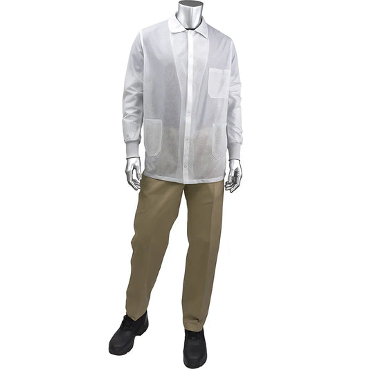 Uniform Technology Br49Ac-44Wh-2Xl Statstar Short Esd Labcoat - Esd Knit Cuff BR49AC-44WH-2XL-23254