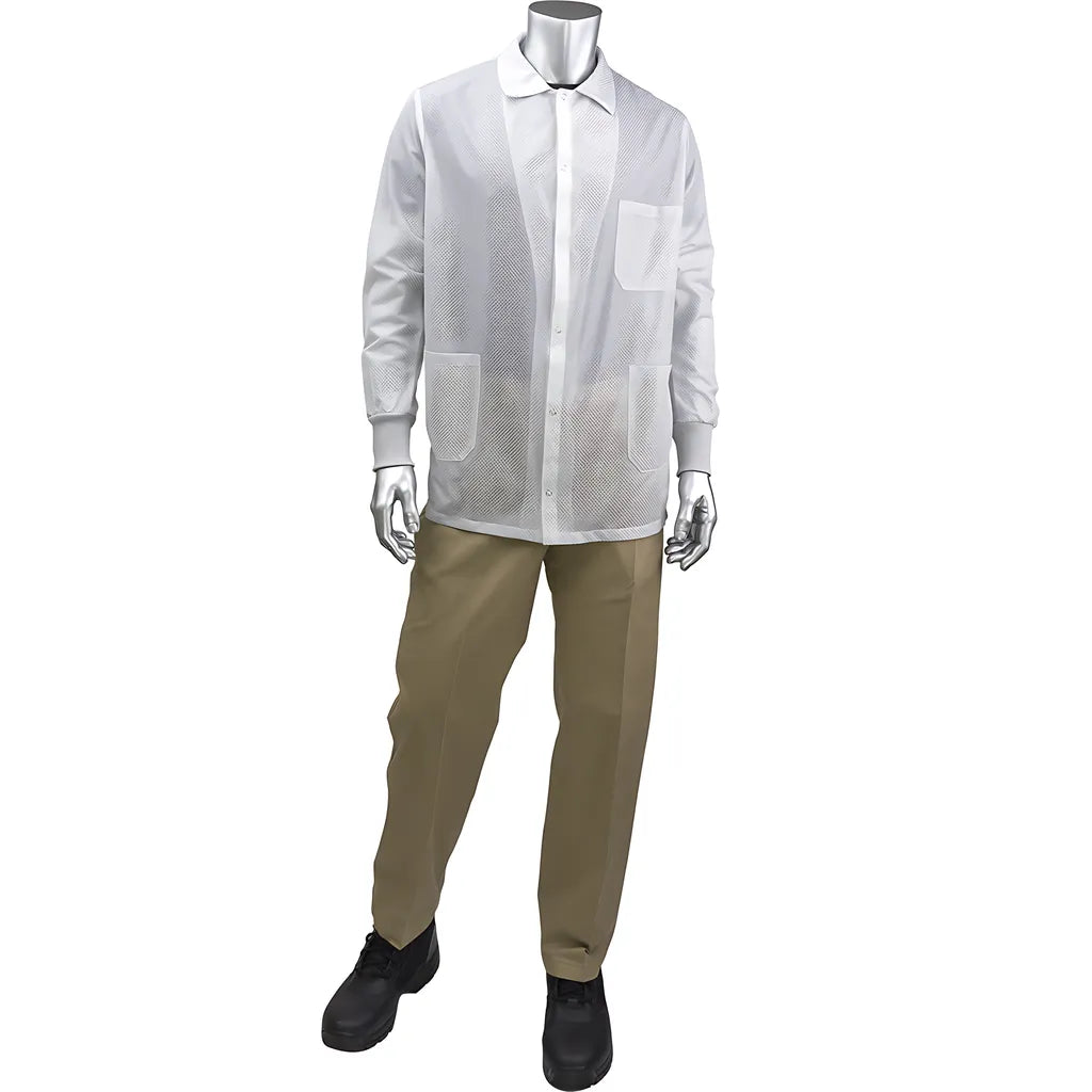 Uniform Technology Br49Ac-44Wh-4Xl Statstar Short Esd Labcoat - Esd Knit Cuff BR49AC-44WH-4XL-23256