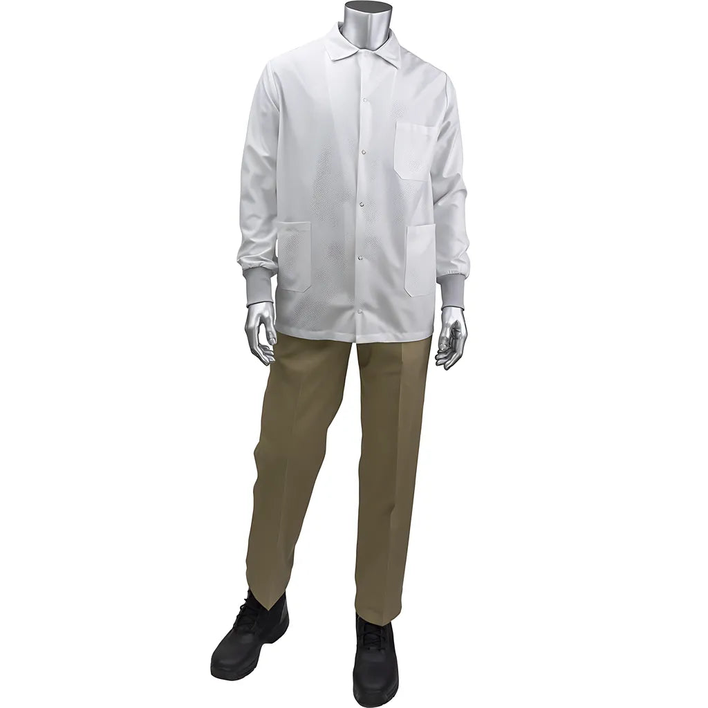 Uniform Technology Br49Ac-47Wh-2Xl Statmaster Short Esd Labcoat - Esd Knit Cuff BR49AC-47WH-2XL-23274