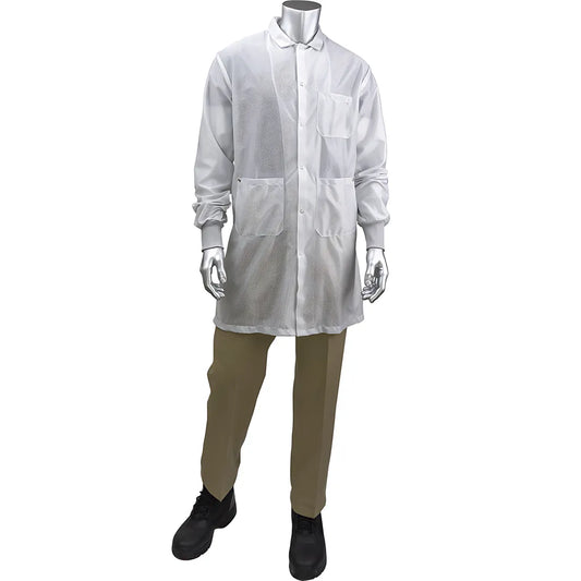 Uniform Technology Br51C-44Wh-2Xl Statstar Long Esd Labcoat - Esd Knit Cuff BR51C-44WH-2XL-23325