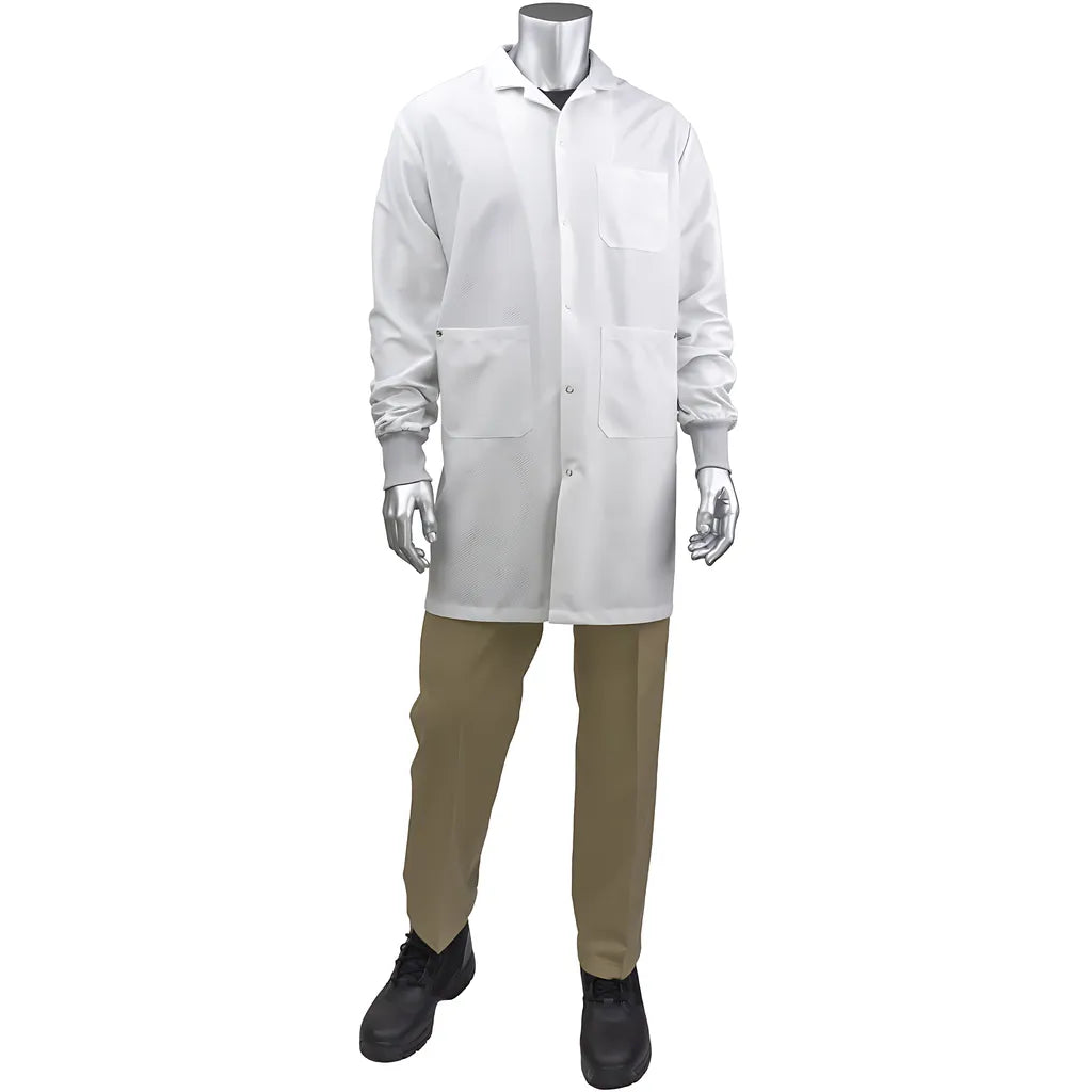 Uniform Technology Br51C-47Wh-S Statmaster Long Esd Labcoat - Esd Knit Cuff BR51C-47WH-S-23340