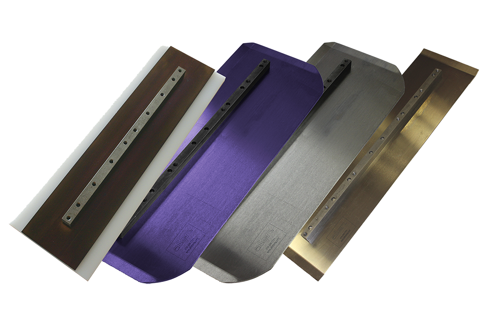 Allen Engineering Gold Series Combination Forward Mount Trowel Blades — 8 x 18 in — Set of 4 - image 1