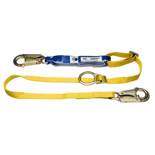 C311103 6Ft Decoil Tie-Back Adjustable Single Leg Lanyard (Dcell Shock Pack, Snap Hook, 1In Web) C311103-1809