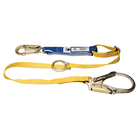 C311203 6Ft Decoil Tie-Back/ Adjustable Single Leg Lanyard (Dcell Shock Pack, 1In Web, Snap Hook, Rebar Hook) C311203-1814