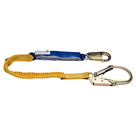 C341200 6Ft Decoil Stretch Single Leg Lanyard (Dcell Shock Pack, Elastic Web, Snap Hook, Rebar Hook) C341200-1818