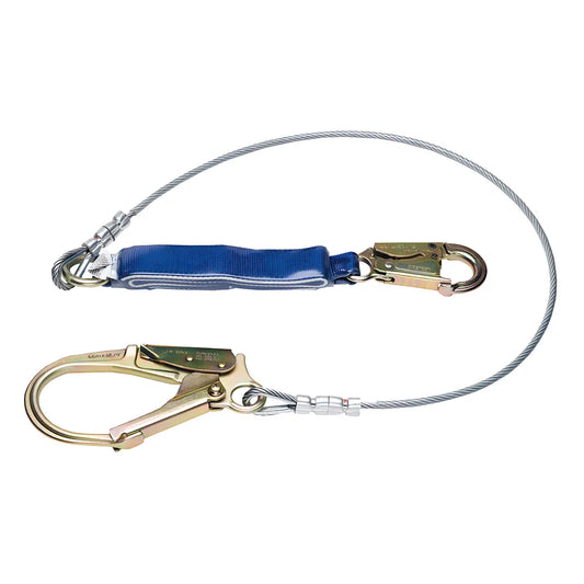 C361200 6Ft Decoil Cable Single Leg Lanyard (1/4In Vinyl Coated Cable, Snap Hook, Rebar Hook) C361200-1824
