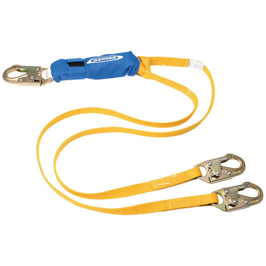 C411100 6Ft Decoil Twinleg Lanyard (Dcell Shock Pack, 1In Web, Snap Hook) C411100-1830