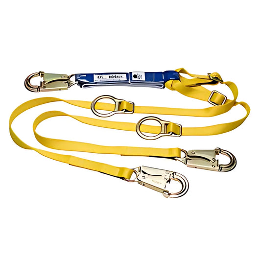 C411103 6Ft Decoil Tie-Back/Adjustable Twinleg Lanyard (Dcell Shock Pack, 1In Web, Snap Hook) C411103-1832