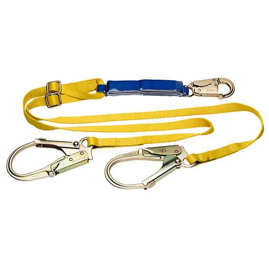 C411202 6Ft Decoil Adjustable Twinleg Lanyard (Dcell Shock Pack, Snap Hook, Rebar Hook, 1In Web) C411202-1836