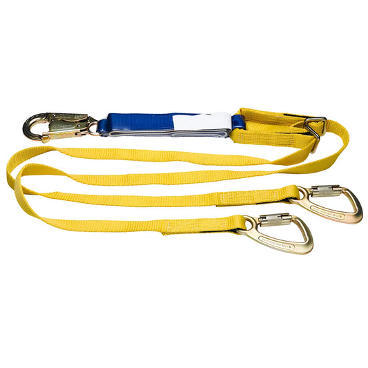 C411302 6Ft Decoil Adjustable Twinleg Lanyard (Dcell Shock Pack, Snap Hook, Standard Carabiner, 1In Web) C411302-1838