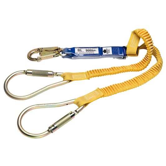 C441400 6Ft Decoil Stretch Twinleg Lanyard (Dcell Shock Pack, Elastic Web, Snap Hook, Large Carabiner) C441400-1844