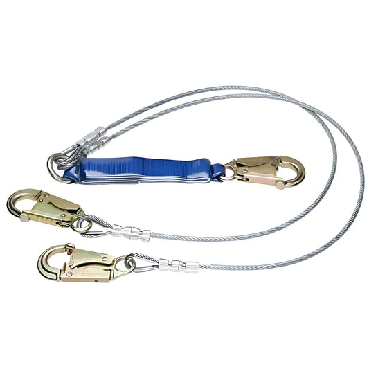 C461100 6Ft Decoil Cable Twinleg Lanyard (Dcell Shock Pack, 1/4In Vinyl Coated Cable, Snap Hook) C461100-1849