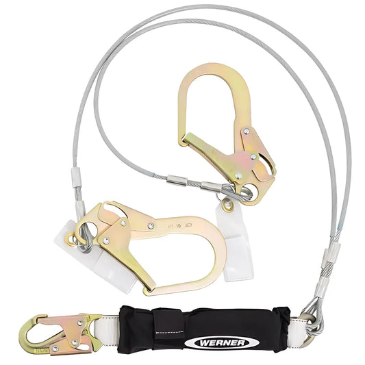 C461220Le Twin Leg Cable Leading Edge Lanyard (Dcell Shock Pack, 1/4In Vinyl Coated Cable, Rebar Hook) C461220LE-1852