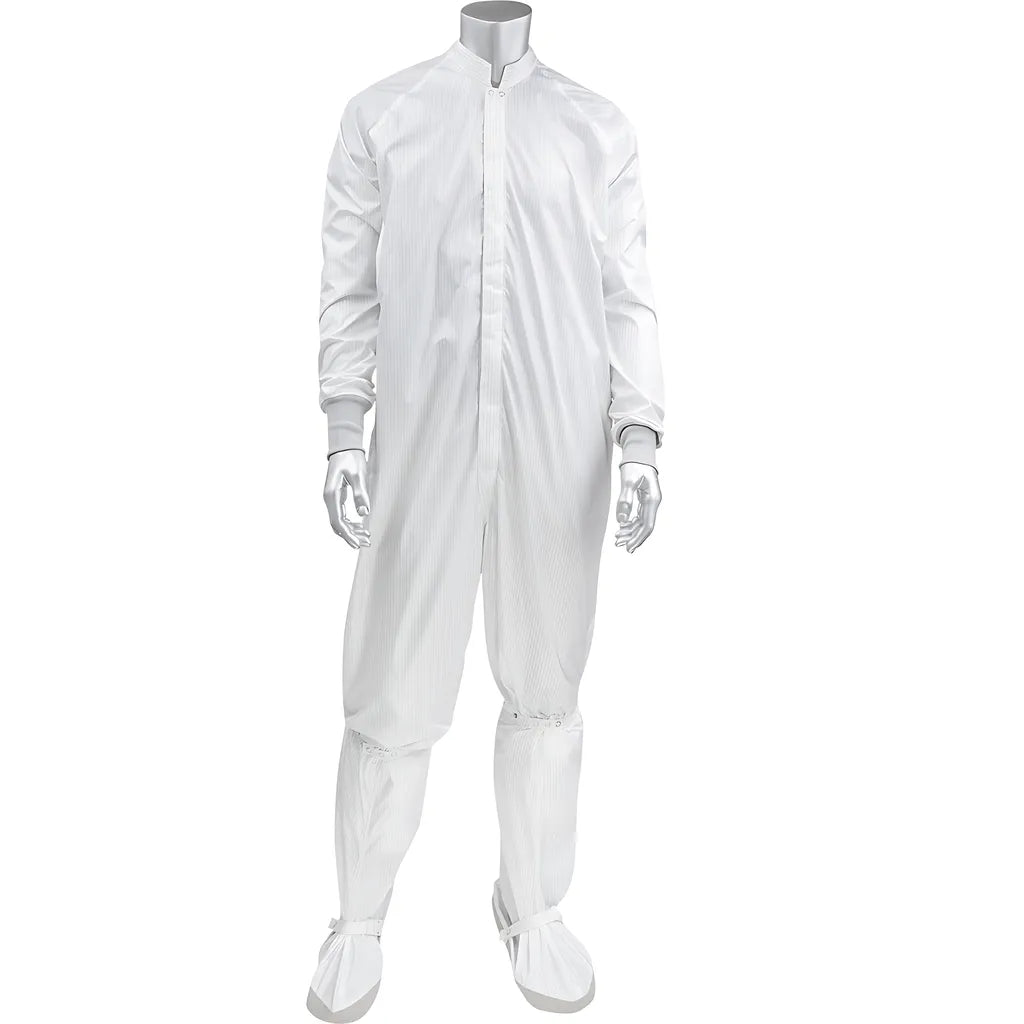 Uniform Technology Cc1245-16Wh-L Ultimax Stripe Iso 3 (Class 1) Cleanroom Coverall CC1245-16WH-L-23560