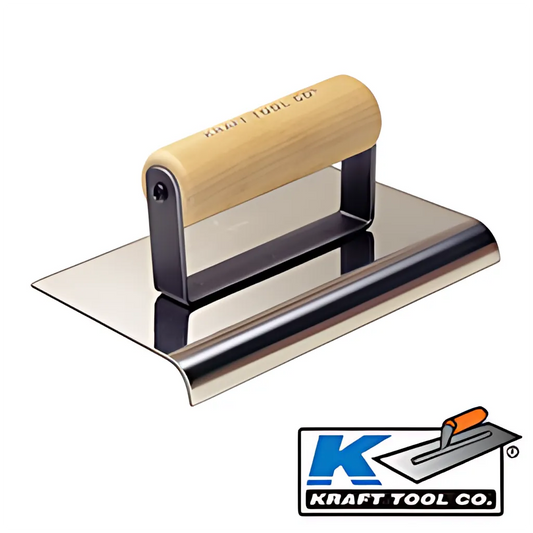 Kraft Tools 6" X 4" 3/8" R Stainless Steel Cement Edger With Wood Handle-CF173-29