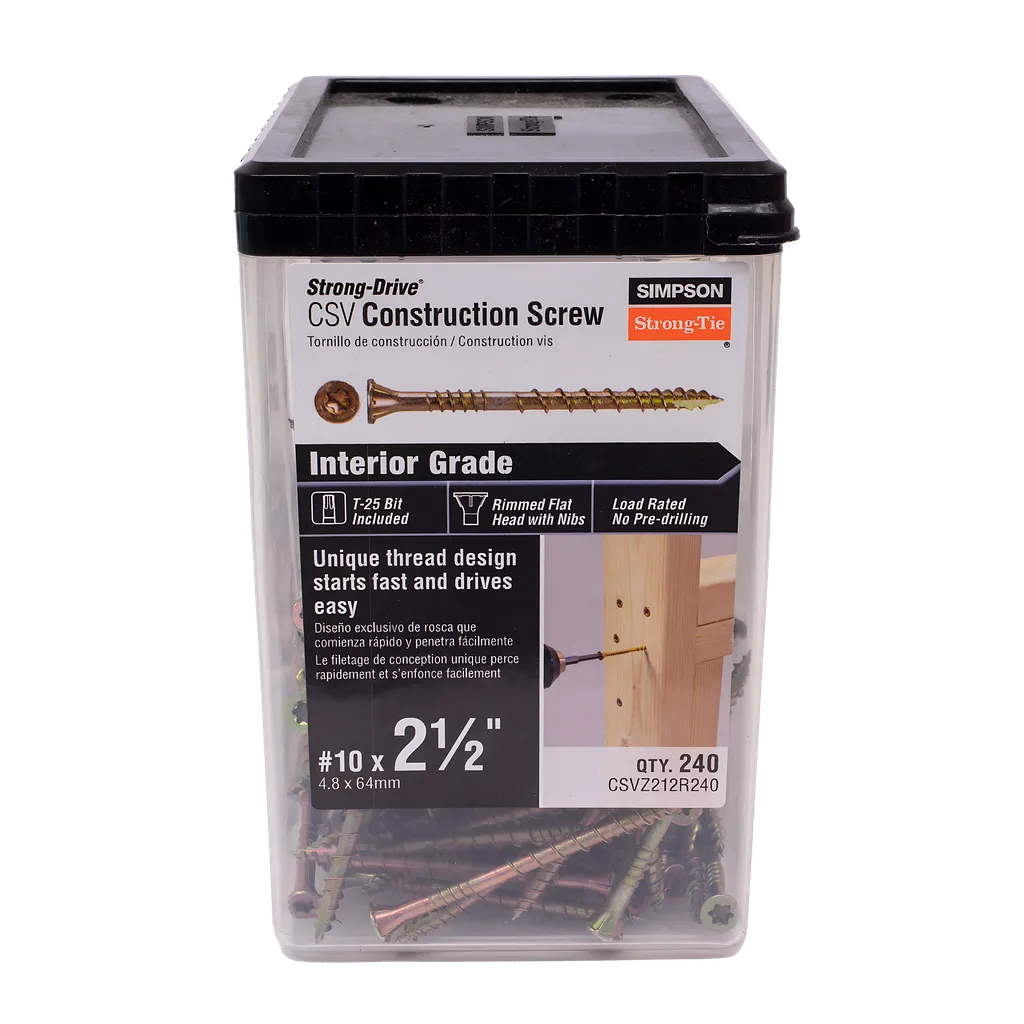 Strong-Drive® Csv Construction Screw - #10 X 2-1/2 In. T25, Flat Head, Yellow Zinc (240-Qty)-CSVZ212R240-SP7353-7853