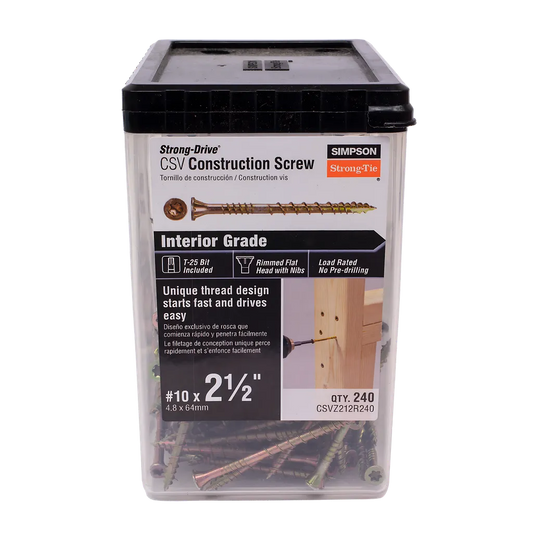 Strong-Drive® Csv Construction Screw - #10 X 2-1/2 In. T25, Flat Head, Yellow Zinc (240-Qty)-CSVZ212R240-SP7353-7853