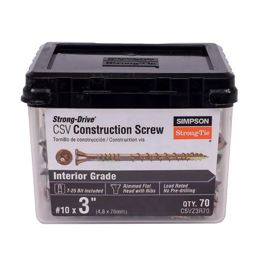 Strong-Drive® Csv Construction Screw - #10 X 3 In. T25, Flat Head, Yellow Zinc (70-Qty) (Pack Of 10)-CSVZ3R70-SP2528-2770