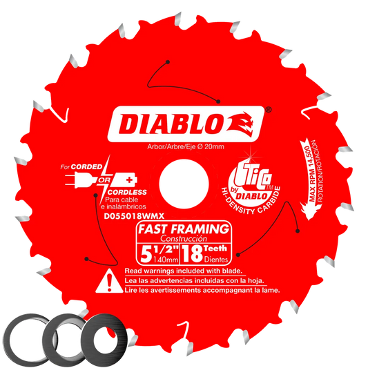 5-1/2 In. X 18 Tooth Fast Framing Saw Blade-D055018WMX-2043