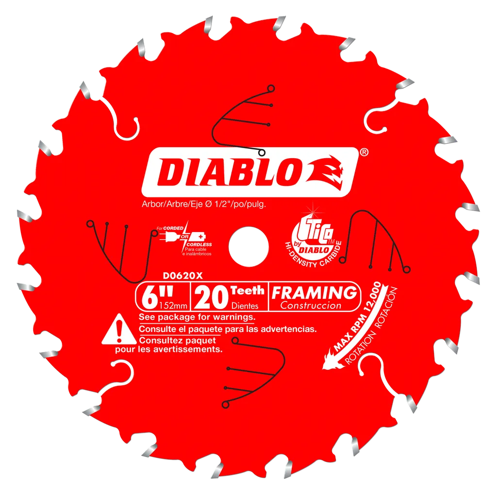 6 In. X 20 Tooth Framing Saw Blade For Porter Cable Saw Boss-D0620X-2047
