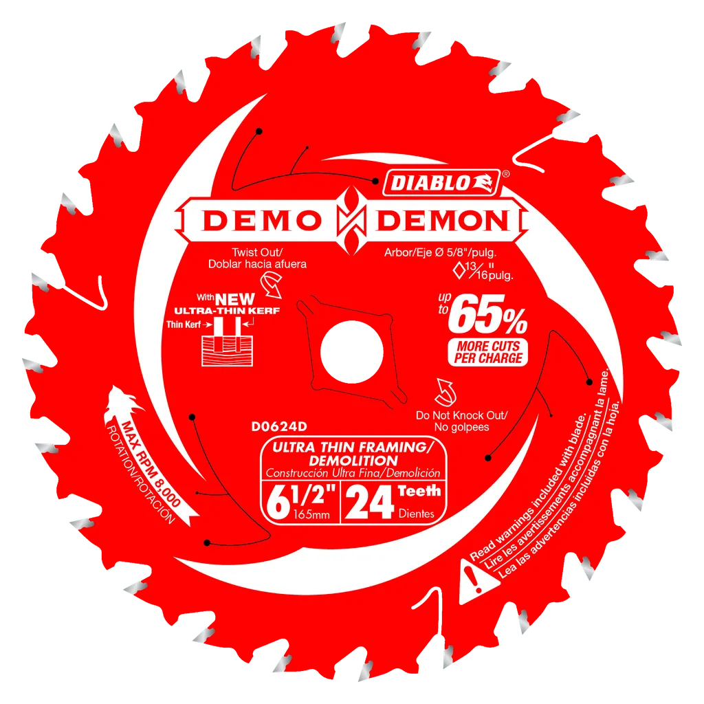 6-1/2 In. 24-Tooth Ultra-Thin Framing/Demolition Saw Blade-D0624DA-2050