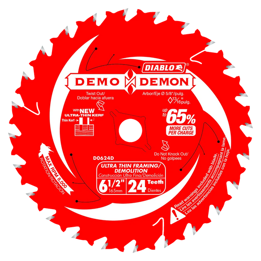 6-1/2 In. 24-Tooth Ultra-Thin Framing/Demolition Saw Blade-D0624DA-2050