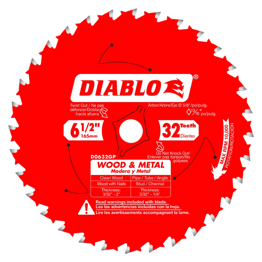 6-1/2 In. X 32 Tooth Wood & Metal Carbide Saw Blade-D0632GPA-2051