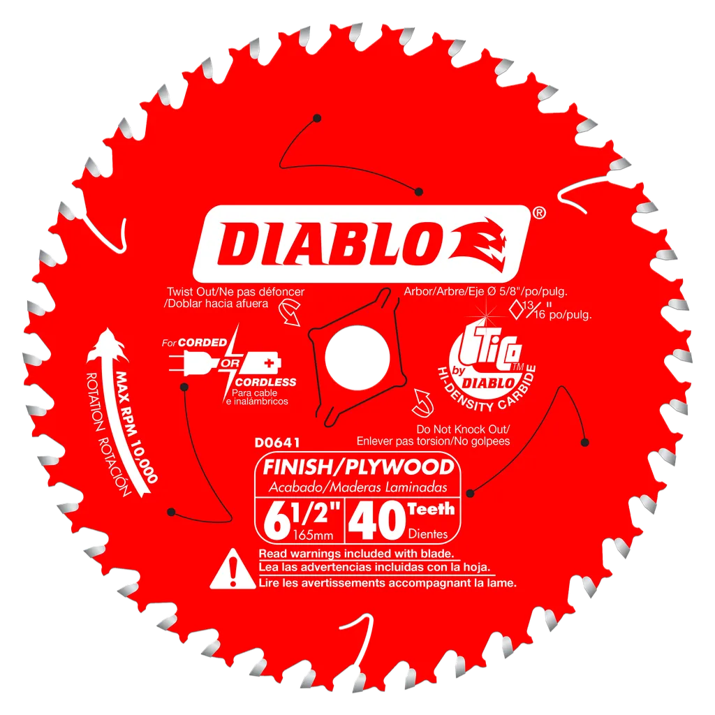 6-1/2 In. X 40 Tooth Finish Trim Saw Blade-D0641A-2054