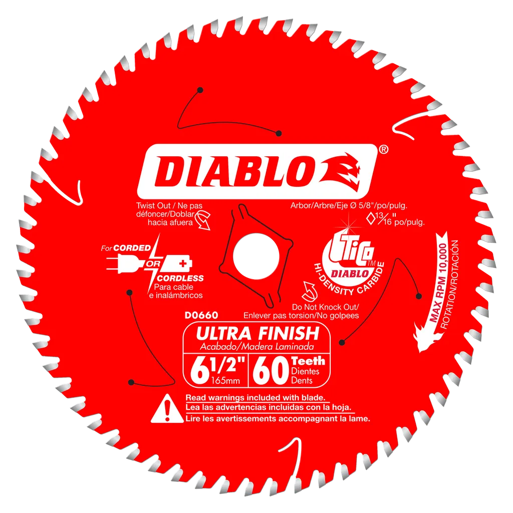 6-1/2 In. X 60 Tooth Ultra Finish Saw Blade-D0660A-2057