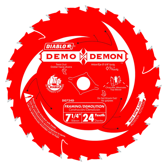 7-1/4 In. 24-Tooth Demo Demon Framing/Demolition Saw Blade-D0724DA-2060